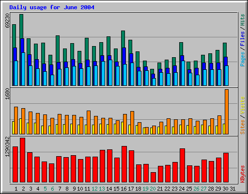 Daily usage for June 2004